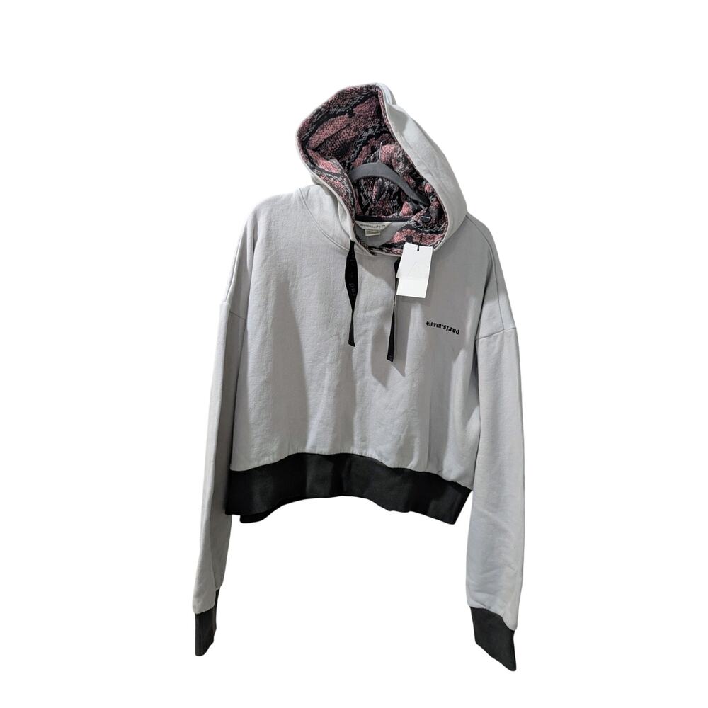 Eleven Paris Grey Embroidered Logo Hoodie NWT